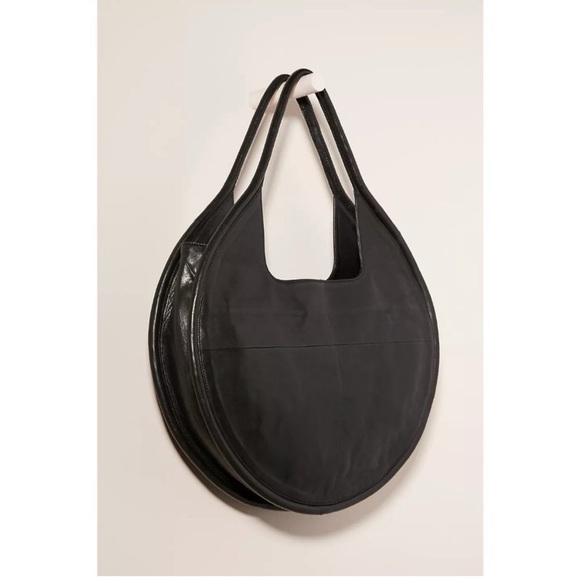 Like New Anthropologie Julien Mini Black Sheep Leather Round Purse Hand Bag - Picture 6 of 16